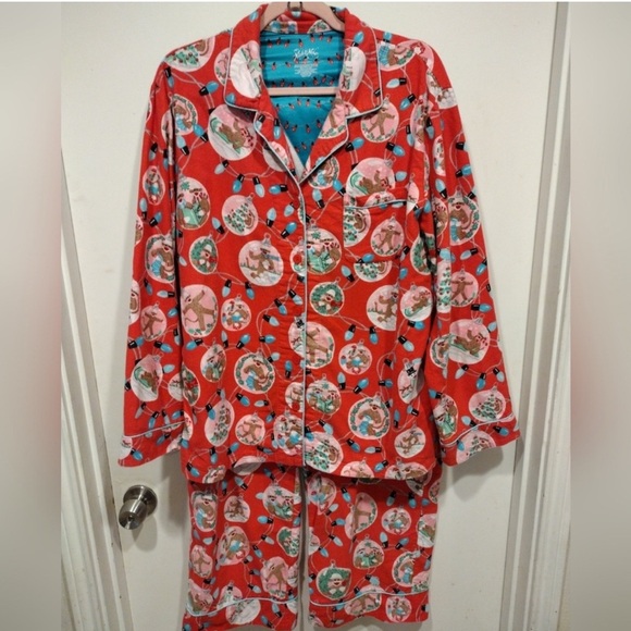 Nick & Nora Red Pajama Set with Festive Print - Picture 1 of 6